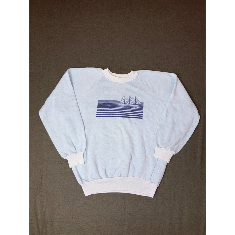 Vintage Portugal Destination Crewneck Sweatshirt Blue Women's Medium 22x23
